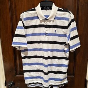 Polo Golf by Ralph Lauren Men's Striped Polo Shirt - Blue, Black, and White